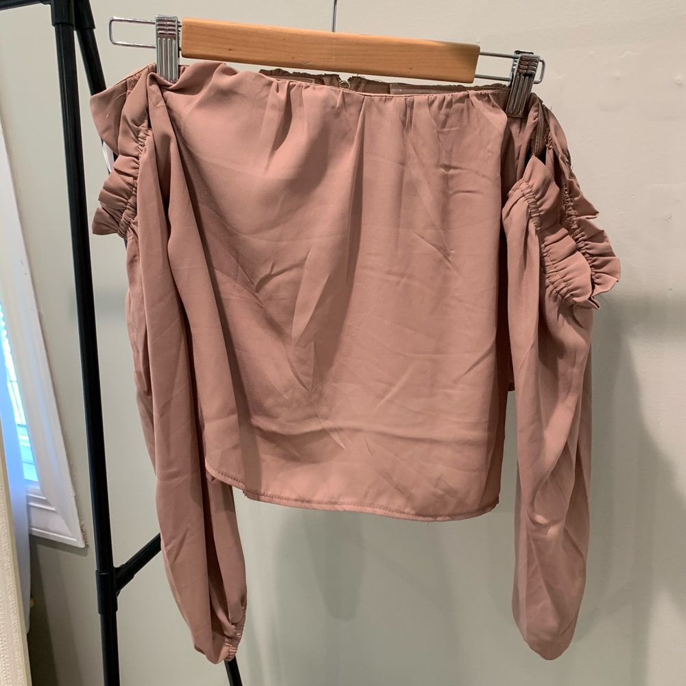 Showpo tan/nude off the shoulder blouse